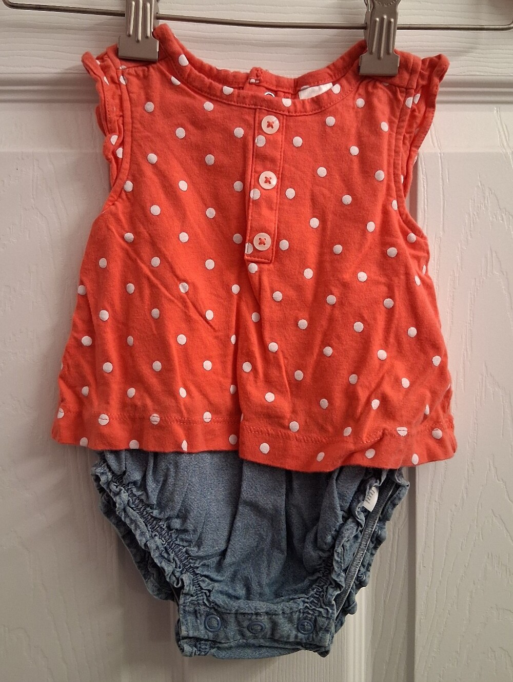 Carters Dot And Denim Bodysuit 6 Months